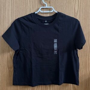 Uniqlo Slub Jersey Cropped Short Sleeve T-Shirt